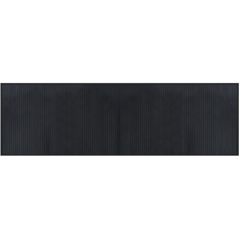 Tapis rectangulaire noir 60x200 cm bambou