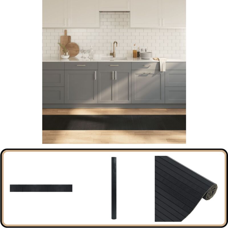 Vidaxl - Tapis rectangulaire noir 60x500 cm bambou - Tapis Bambou - Tapis Design - Tapis Intérieur - Tapis Salon - Tapis Chambre