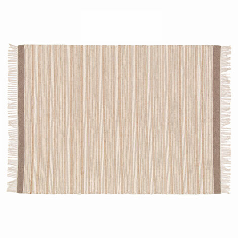 Tapis rectangulaire rayé en laine et jute tissé à plat 160 x 230 cm