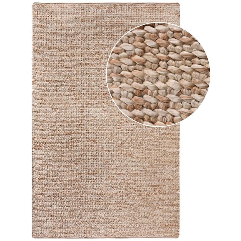 Epikasa - Tapis de Salon Rectangulaire Salem, Jute, Coton, Marron, 230x160x1 cm