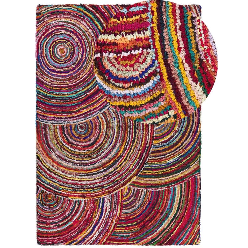 Beliani - Tapis 160 x 230 cm en Coton et Polyester Multicolore Fabriqué à la Main Doux Kozan