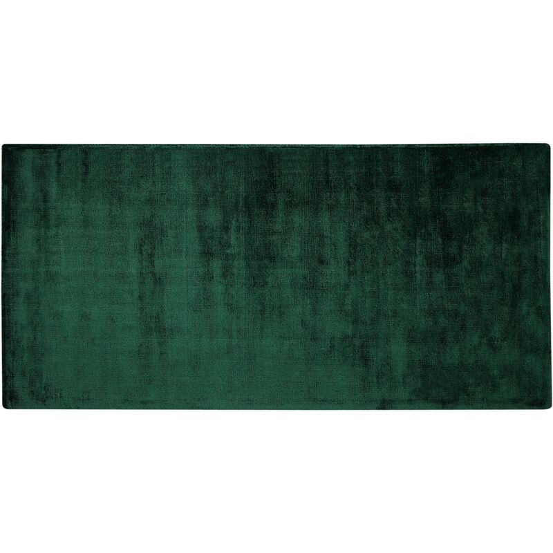 tapis de salon et bureau moderne en viscose 80 x 150 cm vert foncé gesi ii - vert