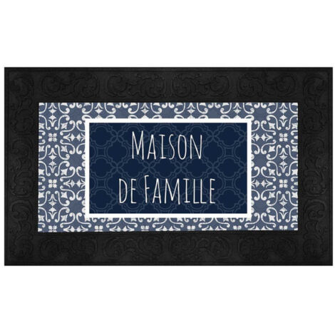 Tapis Relief Imprimé "Eltea" 45x75cm Noir & Bleu