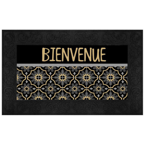 Tapis Relief Imprimé "Tomina" 45x75cm Noir & Or