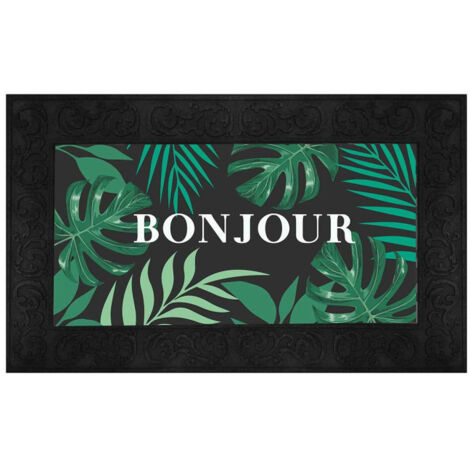 Tapis Relief Imprimé "Vesta" 45x75cm Noir & Vert