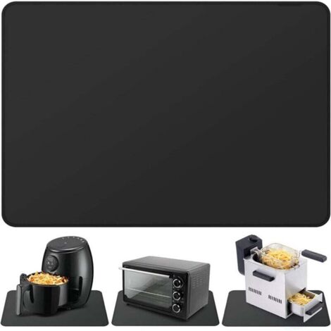 Tapis résistant à la chaleur pour friteuse à air, tapis en silicone ignifuge pour comptoir de cuisine, protecteur de comptoir, antidérapant et imperméable (40 x 60 cm, noir)