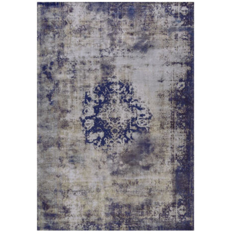 Tapis Rétro à Poils Courts "Vintage" Bleu 140 x 200 cm