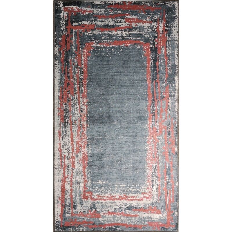 Vendorflair - Tapis Ring Noir/Rouge Dimensions - 180X270 – Qualité supérieure pour Maison, Appartement, Bureau – Style élégant et durable – Confort