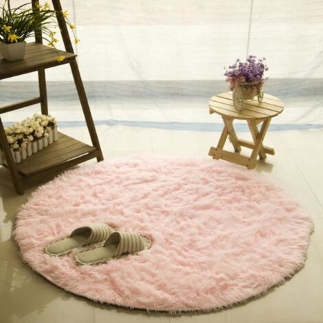 Tapis rond 120cm velours louna bureau Cuisine Rose