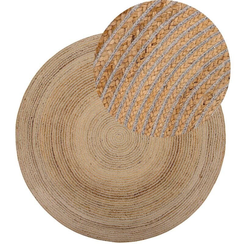 Beliani - Tapis Rond de Diamètre 140 cm en Jute Beige Tressage en Spirale Rustique Akbelen