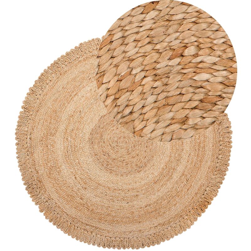 Beliani - Tapis Rond Beige en Jute pour Chambre ou Salon au Style Rustique et Campagne 140 cm
