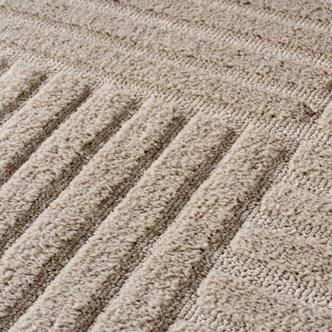 Tapis Rond 3D Art - 120 cm x 120 cm - Beige - Design Géométrique Élégant - Hypoallergénique, Ayyildiz