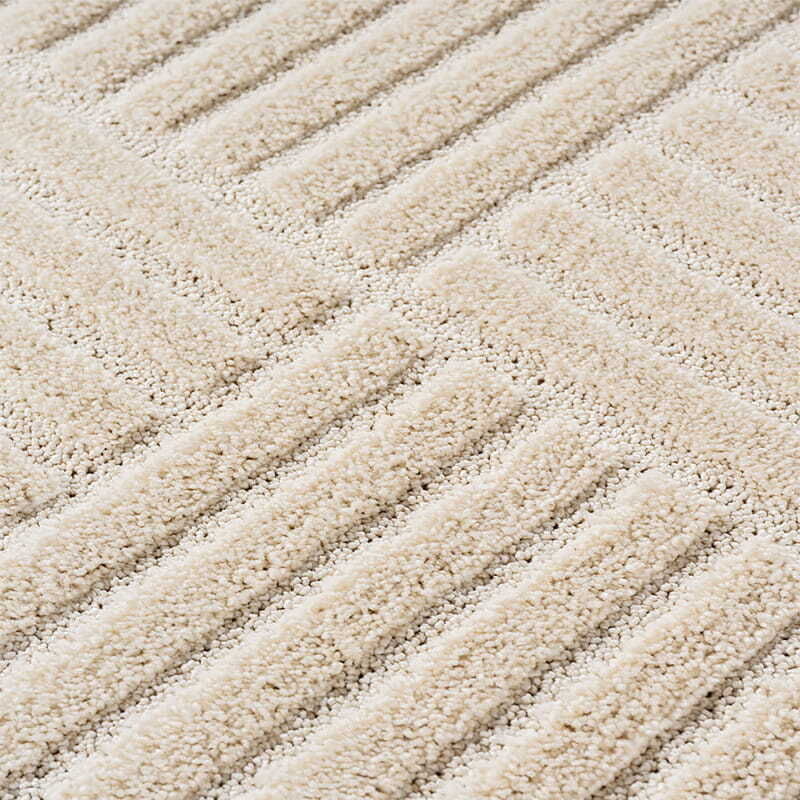 Tapis Rond 3D Art - 80 cm x 80 cm - Crème - Design Géométrique Élégant Et Moderne, Ayyildiz