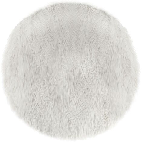 Tapis rond 90 cm fausse fourrure blanche Atmosphera