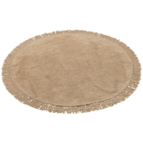 Tapis Rond à Franges "Bohemia" 150cm Beige Foncé