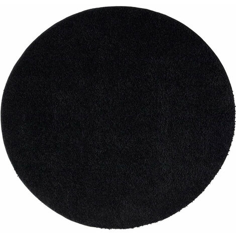 Tapis Rond à Poils Longs doux SOFTY, Tapis de Salon, Chambre, Couloir (Noir Anthracite - 80x80cm)