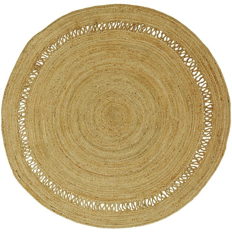 Tapis rond ajouré 100% jute - D. 200 cm - Naturel - ALYA