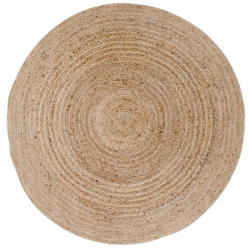 Tapis de Salon Rond Bombay, Jute, Marron, 180x180x1 cm