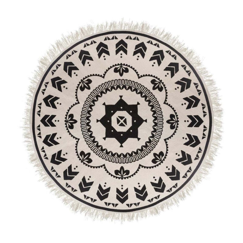 Atmosphera - Tapis Rond Déco 'Agadir' 120cm Noir & Blanc