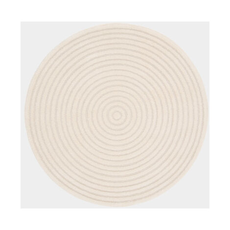 Tapis rond de salon en relief - Circle - Cercle crème - Ø 160 cm