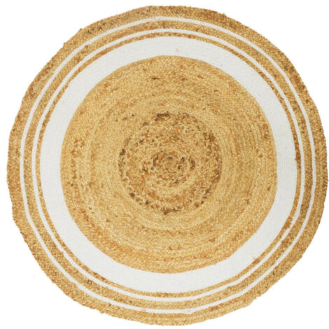 Tapis Rond Déco en Jute "Limo" 90cm Blanc