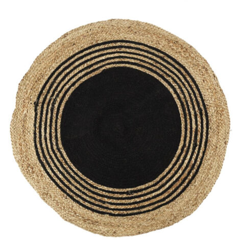 Tapis Rond Déco en Jute "Limo" 90cm Noir