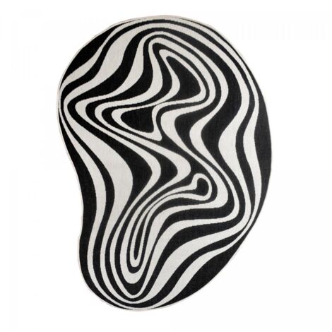 Tapis rond d'extérieur, kilim reversible LYN2 W REVERSIBLE 200x290 noir et blanc