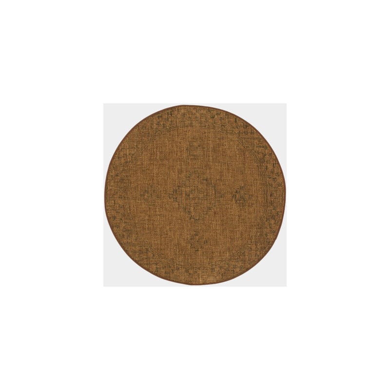 Décoweb - Tapis rond d'extérieur ou d'intérieur aspect naturel - Kira - Camel - ø 120 cm