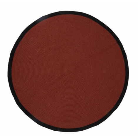 Tapis Rond en Coton "Bord" 120cm Terracotta & Noir
