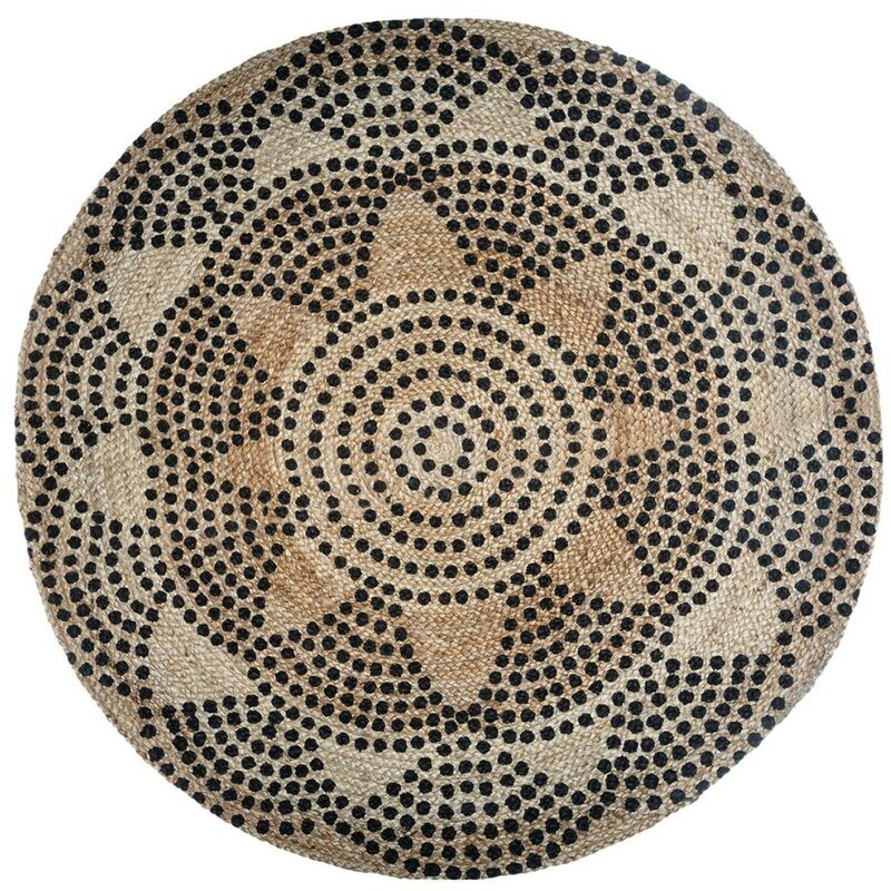 Atmosphera - Tapis rond en jute 120 cm Living pois