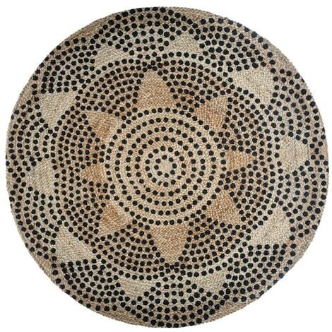 Tapis rond en jute 120 cm Living pois