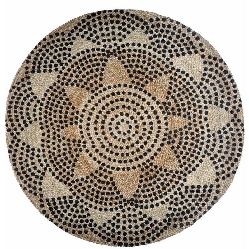 Homemaison - Tapis de jute rond, ø 120 cm, imprimé géométrique