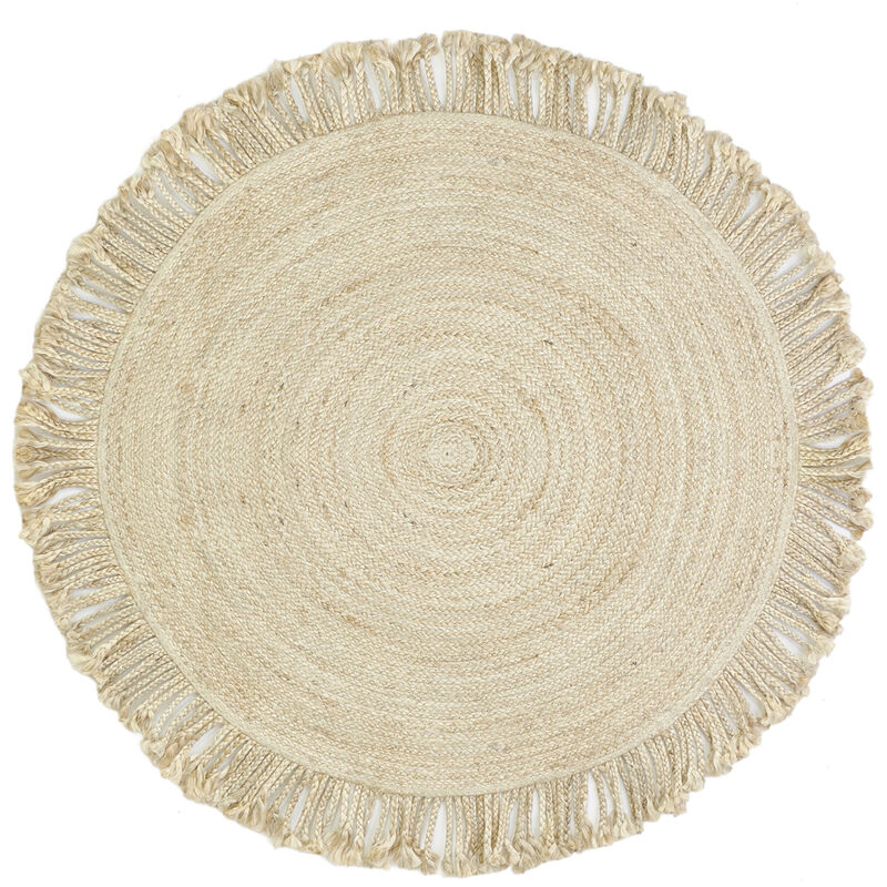 Tapis rond en jute avec franges