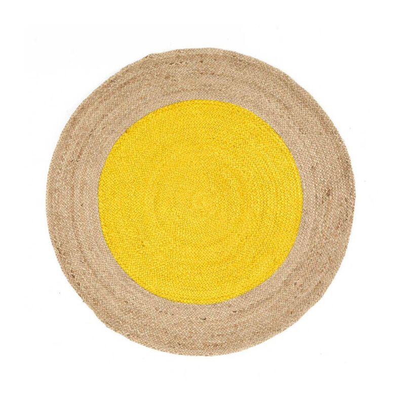Paris Prix - Tapis Rond en Jute 'Napoli' 120cm Jaune