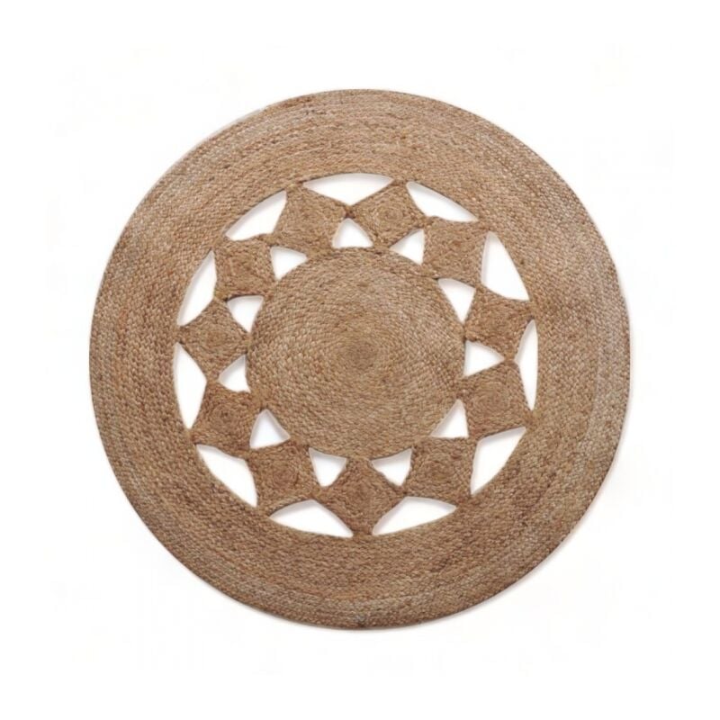 Atout Ciel - Tapis rond en jute naturel ajouré, Beige, 80 cm 69011