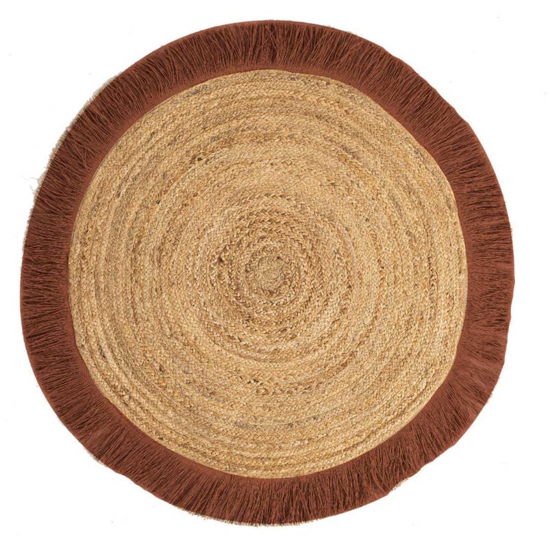 Tapis rond en jute naturelle et franges terra 120 cm