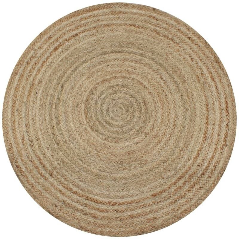 Tapis Rond en Jute Tressé 240 cm de Diamètre. Élégant et éco responsable - Marron Naturel