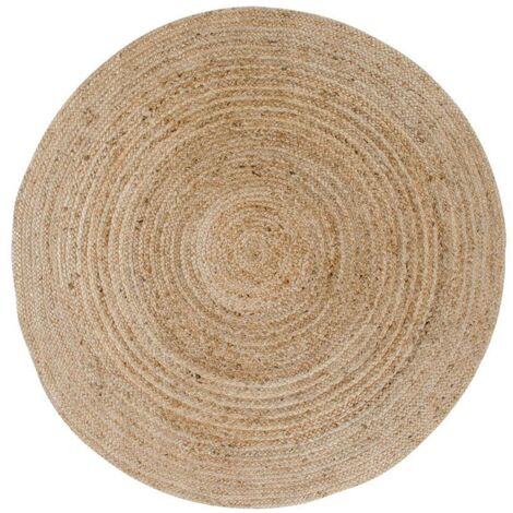 Tapis rond en jute tressée Ø150 cm - style bohème et nature FEZ