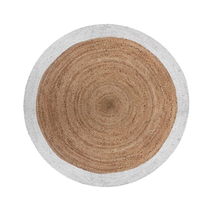 Tapis Rond en Jute 'Vegy Mood' 120cm Blanc