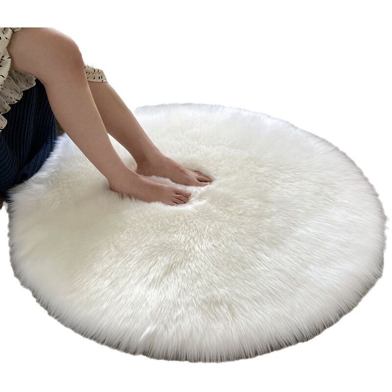 Fei Yu - Tapis rond en peluche de couleur unie