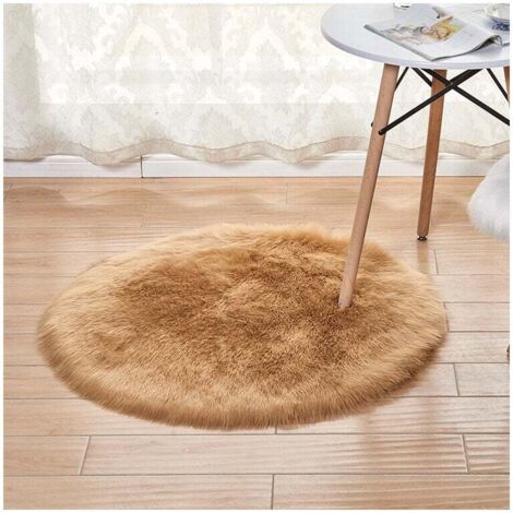Tapis rond en peluche de couleur unie