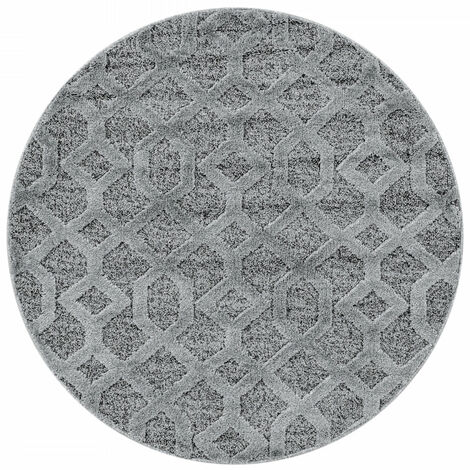 Tapis Rond en relief Berbère YASI Gris (120x120cm)