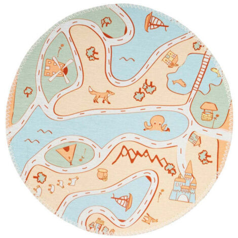 Tapis Rond Enfant Imprimé "Bambini IV" 160cm Multicolore
