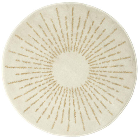 Tapis Rond Enfant "Soleil Métallisé" 80cm Beige