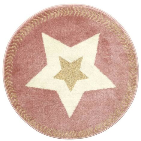 Tapis rond étoile fil métallisé rose D80