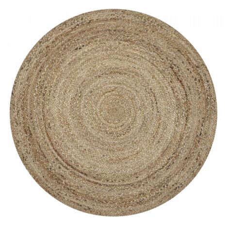 Tapis rond fait à la main Ø150cm sable en jute motif uni pour chambre SUNNY