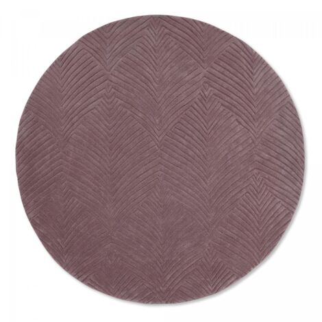 Tapis rond fait à la main Ø200cm bordeaux en laine motif faux uni pour salle de jeux