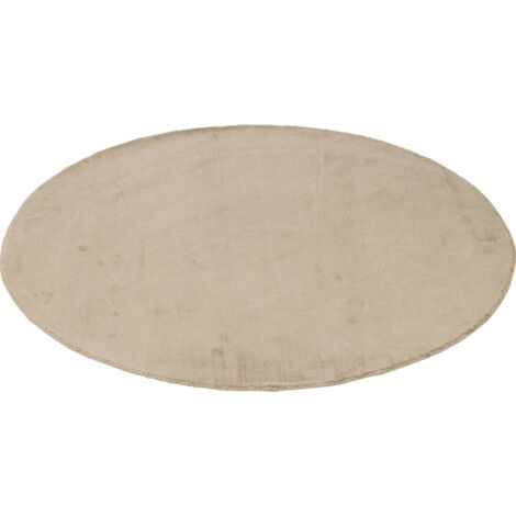 Tapis rond fait main en viscose beige douceur et élégance - Beige sable doux