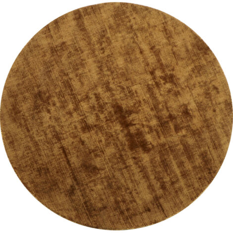 Tapis rond fait main en viscose marron douceur et élégance - Marron chaud effet velouté