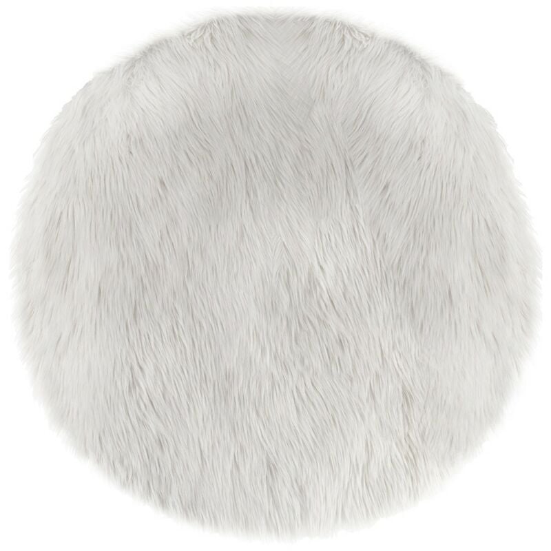 Tapis Rond Fausse Fourrure Blanc